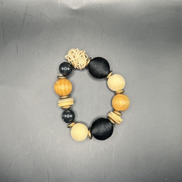 Paparazzi Bracelet Happily Homespun Black Wooden Beads Boho Western Hippie - Picture 3 of 9
